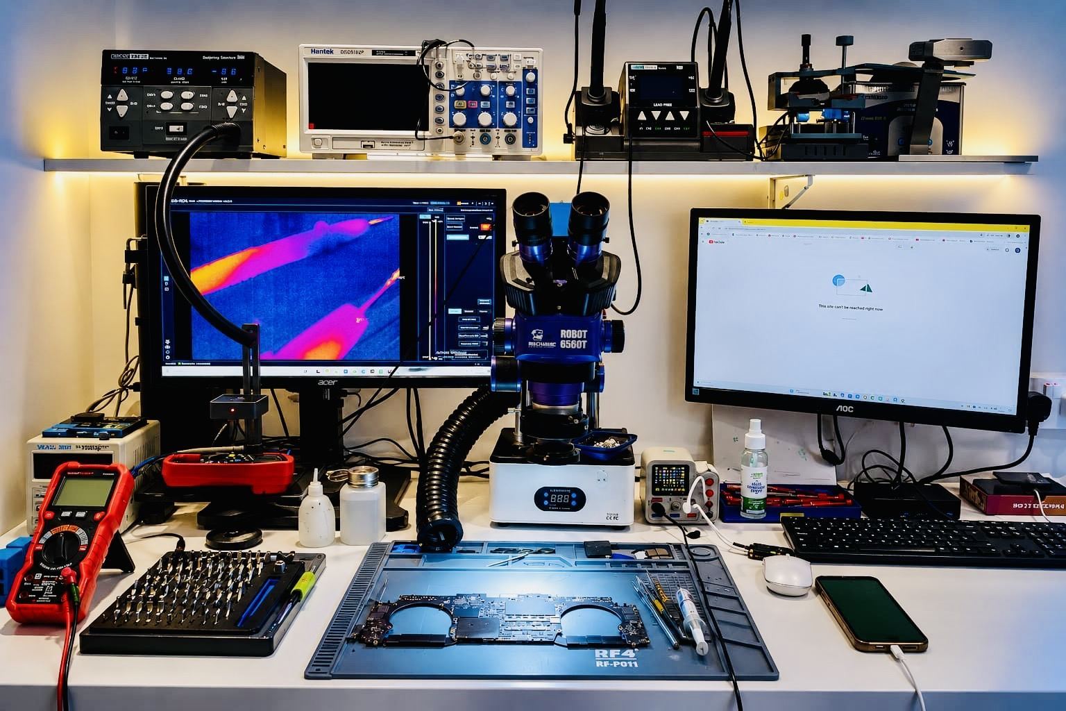 iDevice Repair Lab instrumentation shelf — diagnostics station and fault isolation equipment